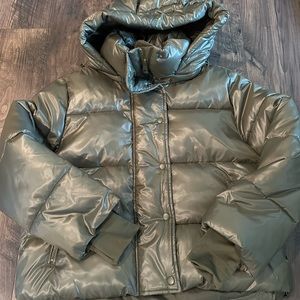 Gap Green Cropped Puffer Coat